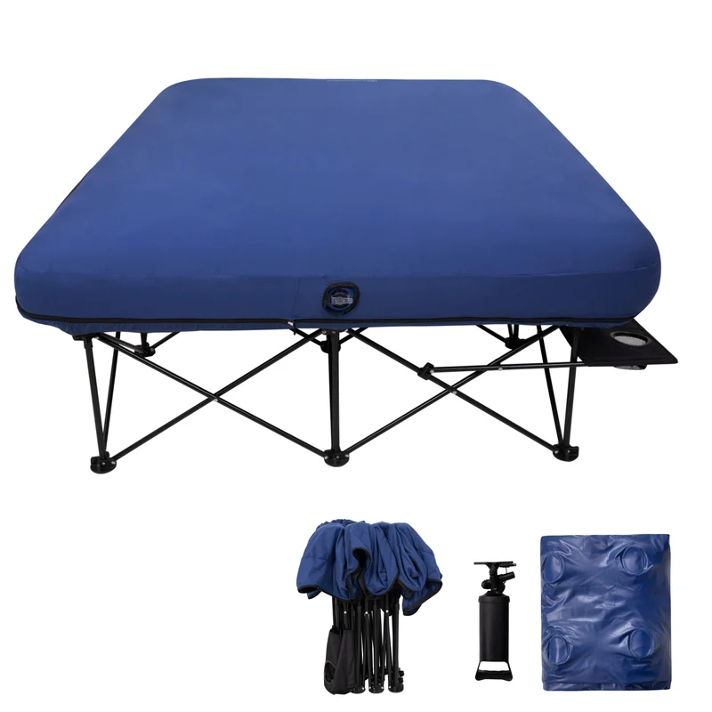 FUNDANGO CloudPio D2 Queen Camping Cot with Detachable Air Mattress | 2-Person Oversized Folding Double Bed, 700lb Capacity Portable Outdoor Cot