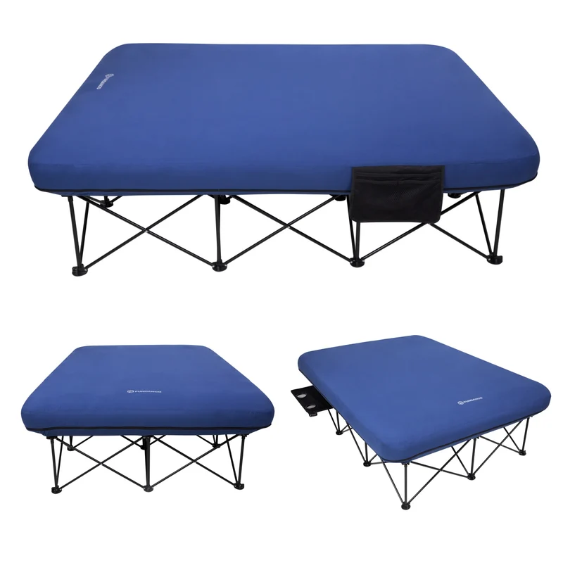 FUNDANGO CloudPio D2 Queen Camping Cot with Detachable Air Mattress | 2-Person Oversized Folding Double Bed, 700lb Capacity Portable Outdoor Cot
