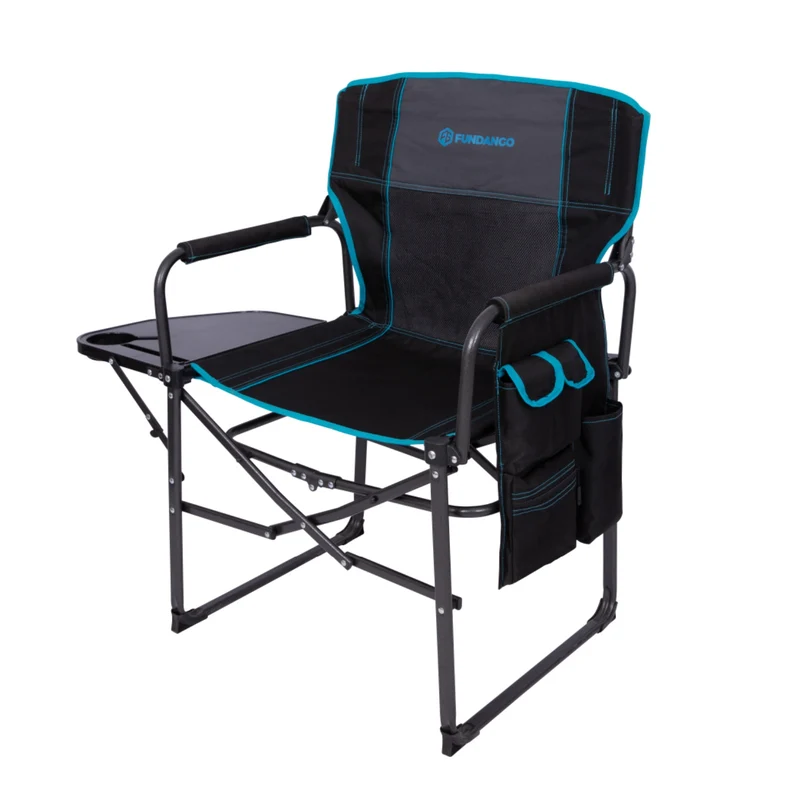 FUNDANGO FoldPro Refine L Director Chair with Side Table | Heavy Duty 440lb Capacity Camping Chair