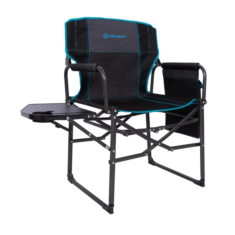 FUNDANGO FoldPro Refine L Director Chair with Side Table | Heavy Duty 440lb Capacity Camping Chair