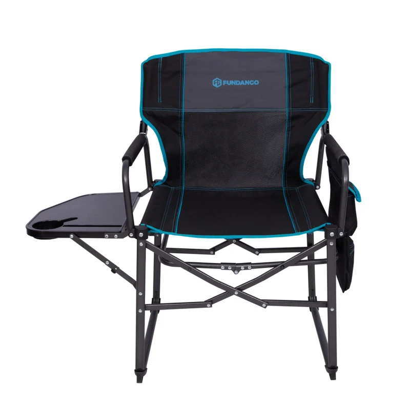 FUNDANGO FoldPro Refine L Director Chair with Side Table | Heavy Duty 440lb Capacity Camping Chair