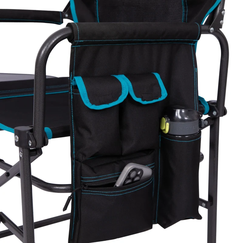 FUNDANGO FoldPro Refine L Director Chair with Side Table | Heavy Duty 440lb Capacity Camping Chair