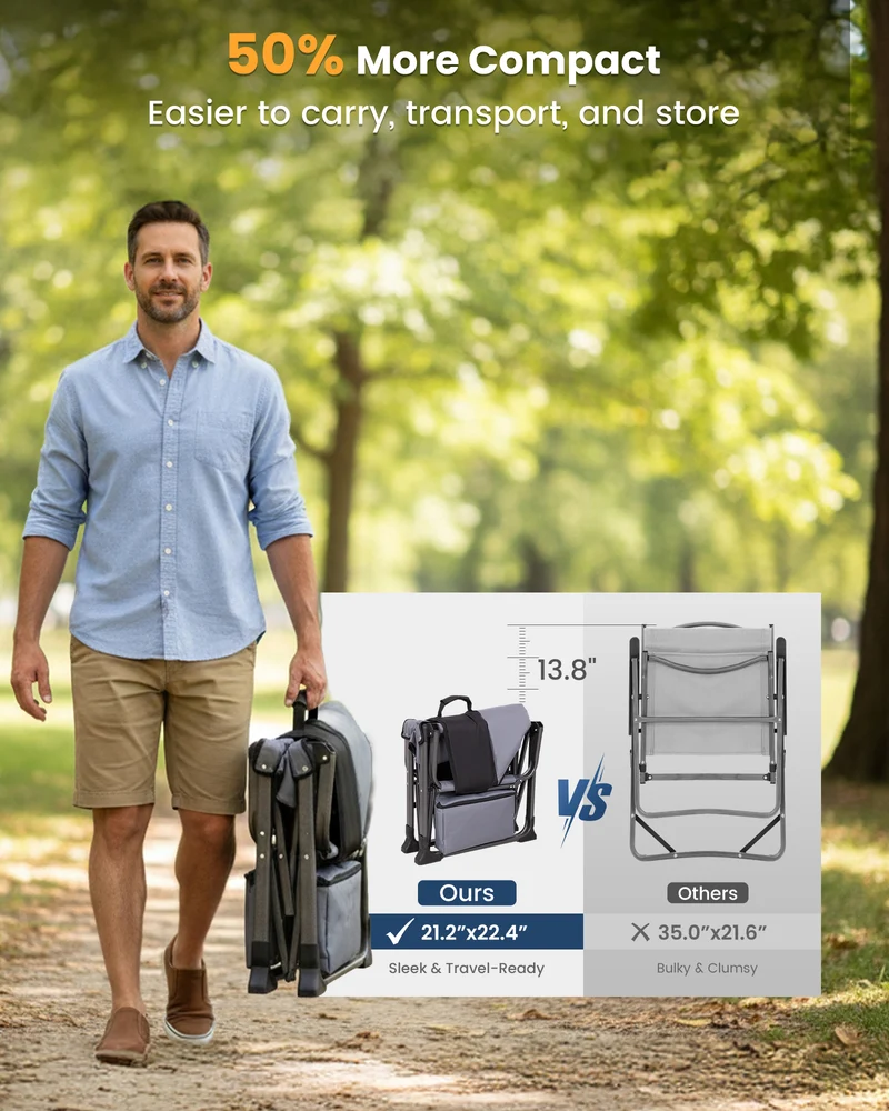 KingCamp ASH C10 XXL Heavy Duty Director's Chair | 550lb Capacity Oversized Camping Chair with Side Table & Cooler Bag Extra Wide Padded Folding Chair