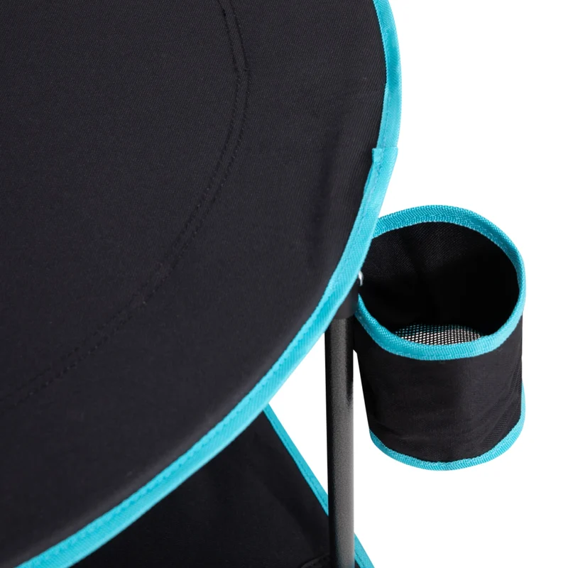 FUNDANGO EasyCamp D70 Double-Deck Tailgate Table | Portable Round Camping Table with Cup Holders & Side Pockets