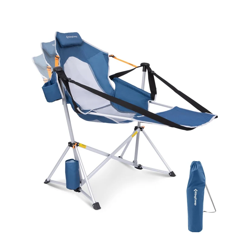 KingCamp ORCHID C20 COOL Hammock Chair with Footrest | Heavy Duty 400lb Capacity Swinging Camping Chair, Quick-Fold Portable Rocker with Cup Holder