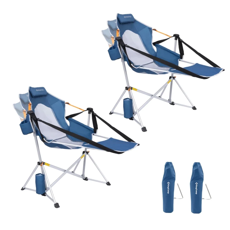 KingCamp ORCHID C20 COOL Hammock Chair with Footrest | Heavy Duty 400lb Capacity Swinging Camping Chair, Quick-Fold Portable Rocker with Cup Holder