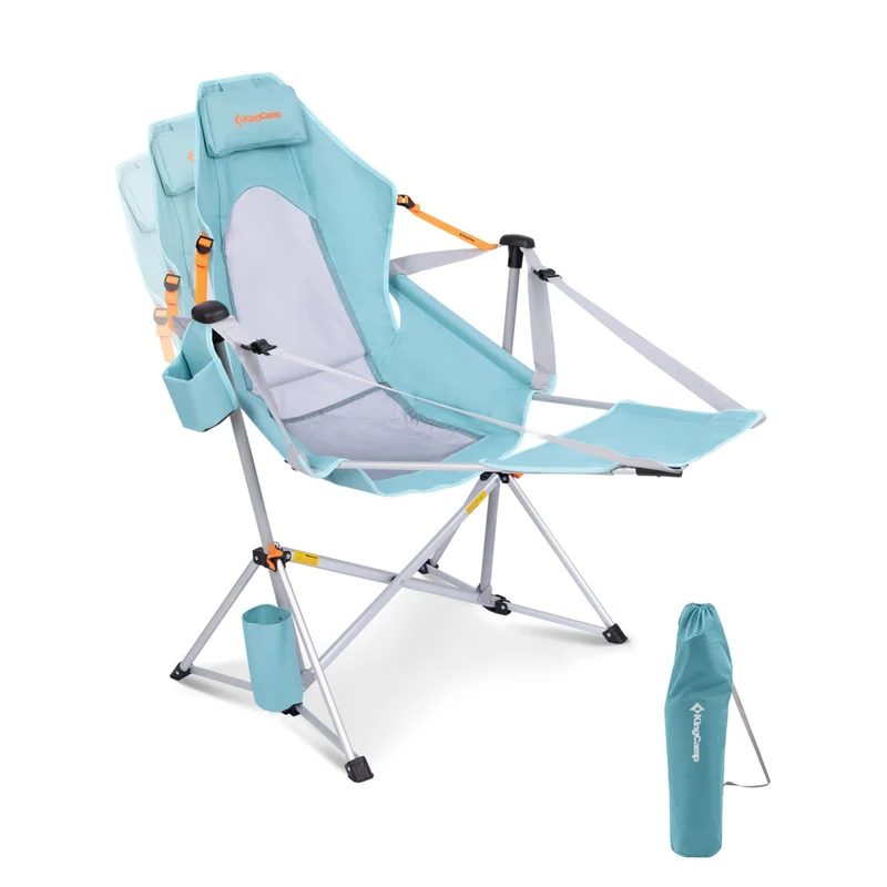 KingCamp ORCHID C20 COOL Hammock Chair with Footrest | Heavy Duty 400lb Capacity Swinging Camping Chair, Quick-Fold Portable Rocker with Cup Holder