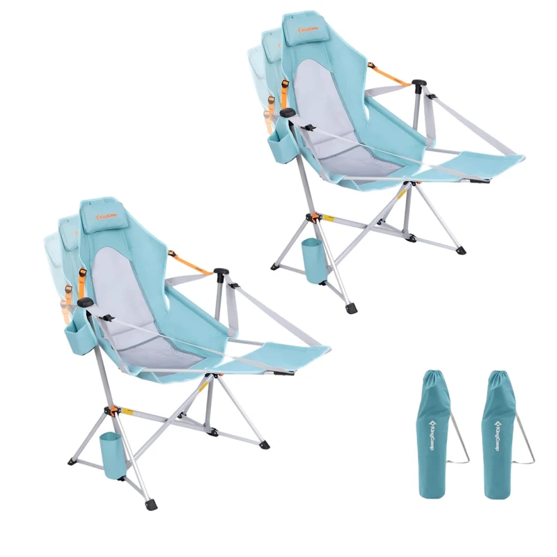KingCamp ORCHID C20 COOL Hammock Chair with Footrest | Heavy Duty 400lb Capacity Swinging Camping Chair, Quick-Fold Portable Rocker with Cup Holder