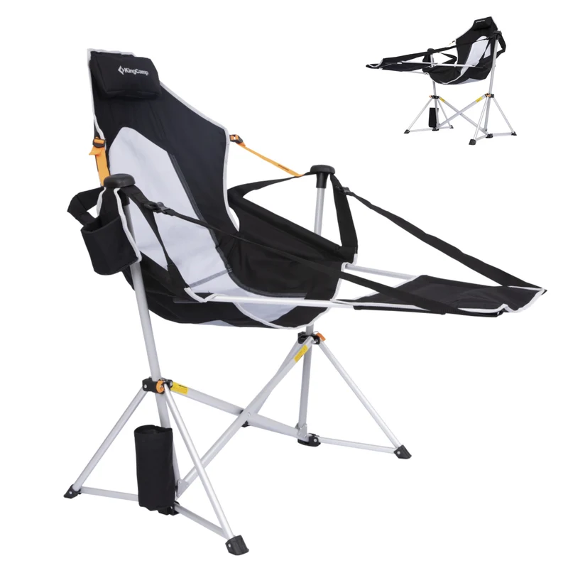 KingCamp ORCHID C20 COOL Hammock Chair with Footrest | Heavy Duty 400lb Capacity Swinging Camping Chair, Quick-Fold Portable Rocker with Cup Holder