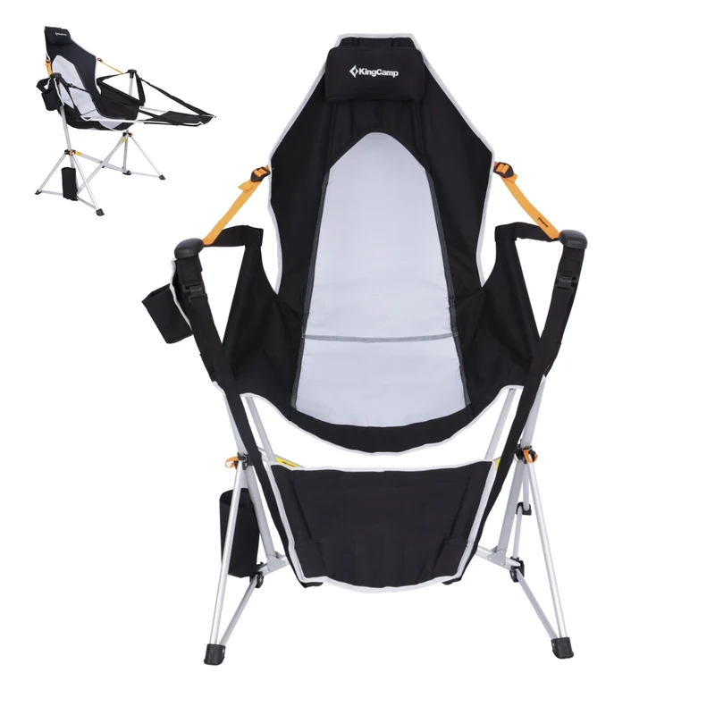 KingCamp ORCHID C20 COOL Hammock Chair with Footrest | Heavy Duty 400lb Capacity Swinging Camping Chair, Quick-Fold Portable Rocker with Cup Holder