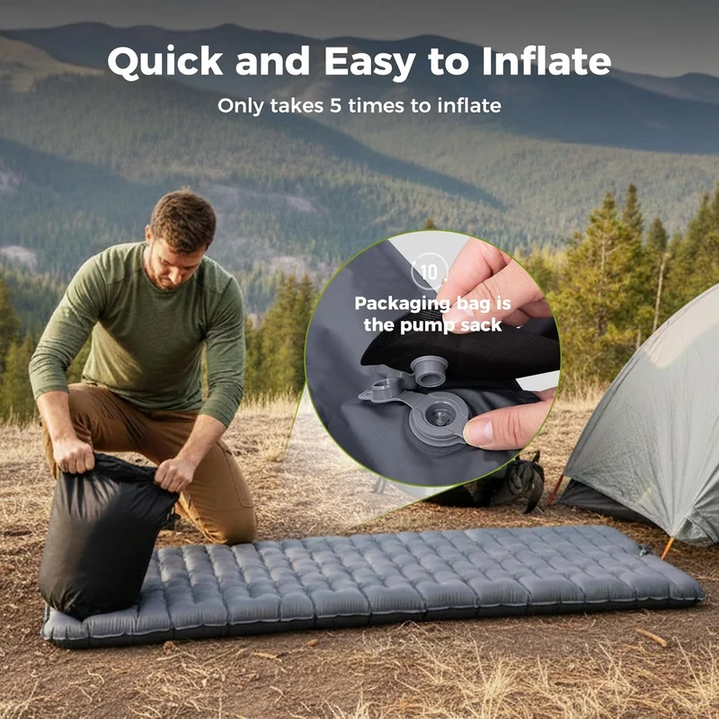 ATEPA CoreX 5 Insulated Sleeping Pad | R-Value 5, Ultralight Backpacking Mat with Pump Sack, 3.54" Thick for 4-Season Camping