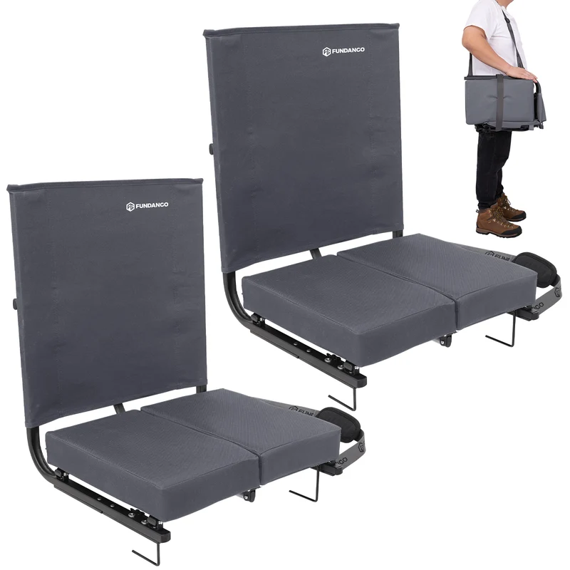 FUNDANGO Extra Wide Stadium Seat with Back Support - Portable Folding Bleacher Chair for Football, Baseball, Concerts & Outdoor Events