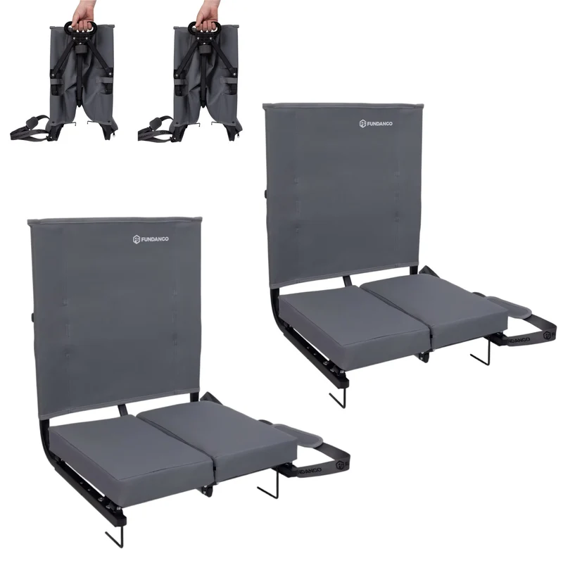 FUNDANGO Extra Wide Stadium Seat with Back Support - Portable Folding Bleacher Chair for Football, Baseball, Concerts & Outdoor Events
