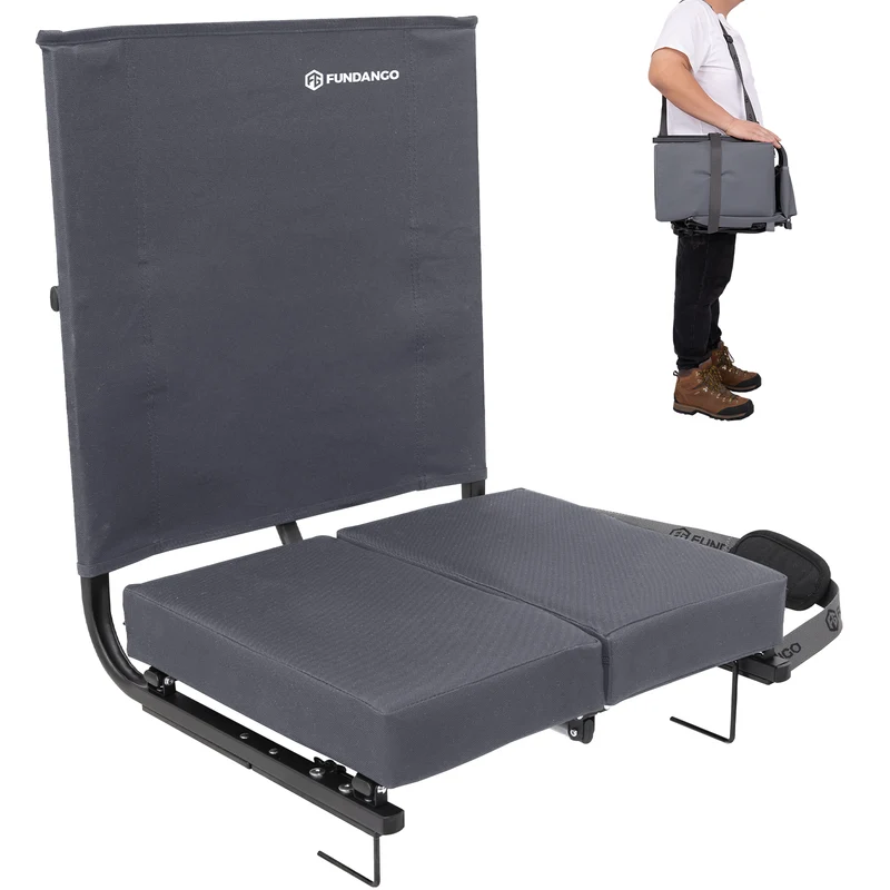 FUNDANGO Extra Wide Stadium Seat with Back Support - Portable Folding Bleacher Chair for Football, Baseball, Concerts & Outdoor Events