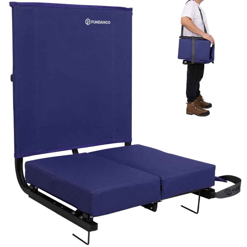 FUNDANGO Extra Wide Stadium Seat with Back Support - Portable Folding Bleacher Chair for Football, Baseball, Concerts & Outdoor Events