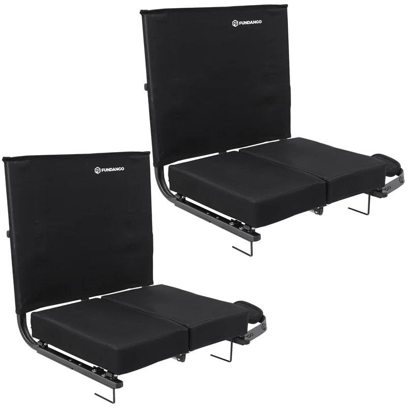 FUNDANGO Extra Wide Stadium Seat with Back Support - Portable Folding Bleacher Chair for Football, Baseball, Concerts & Outdoor Events