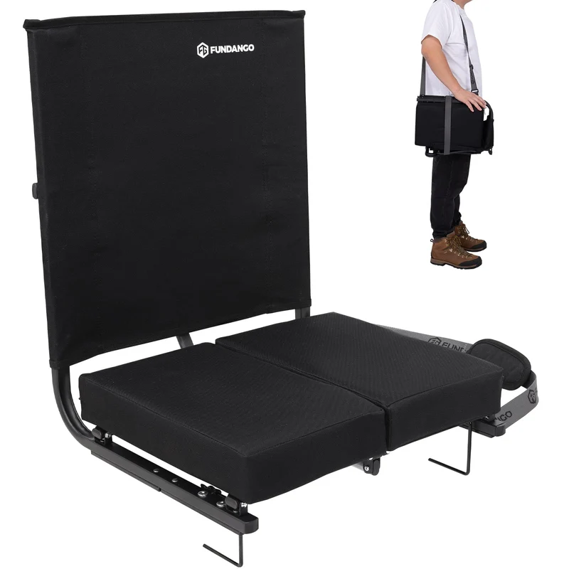 FUNDANGO Extra Wide Stadium Seat with Back Support - Portable Folding Bleacher Chair for Football, Baseball, Concerts & Outdoor Events