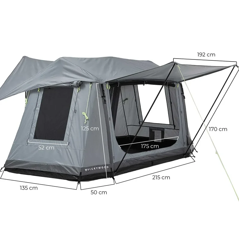 Freistehendes Campingzelt aufblasbar 140 grau
