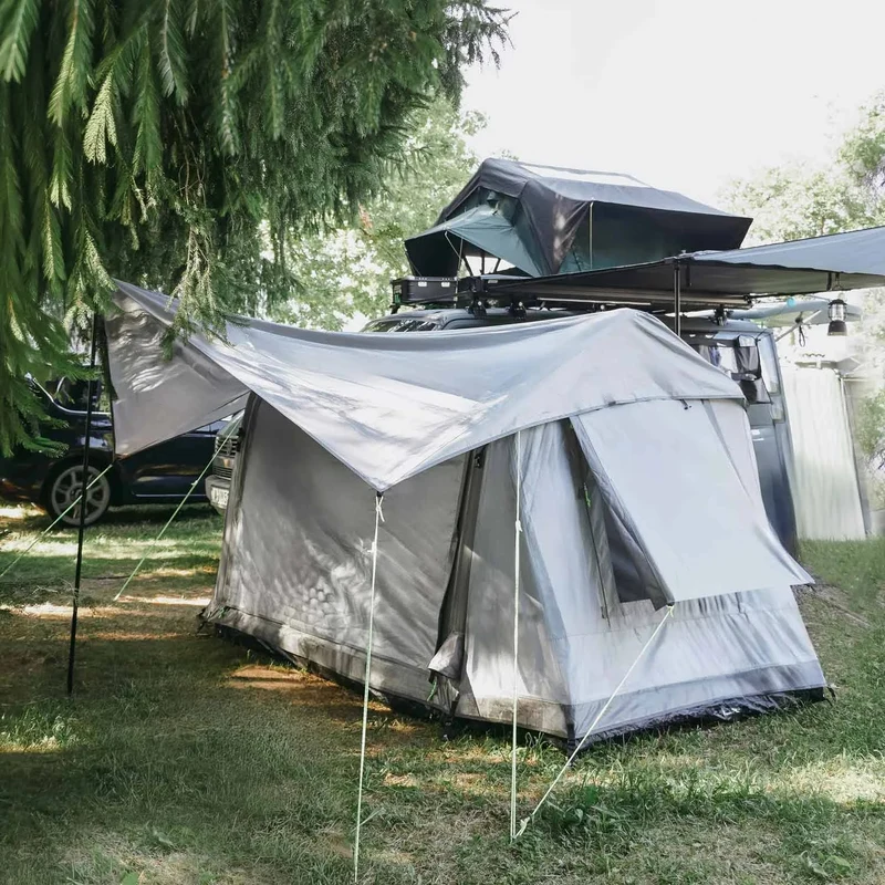 Freistehendes Campingzelt aufblasbar 140 grau