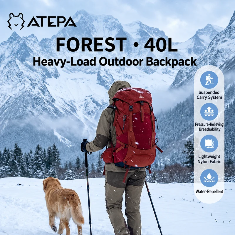 ATEPA FOREST Day & Multi-Day Hiking Backpack – 20L, 25L, 40L Sizes – Lightweight Hydration-Ready Pack with Rain Cover