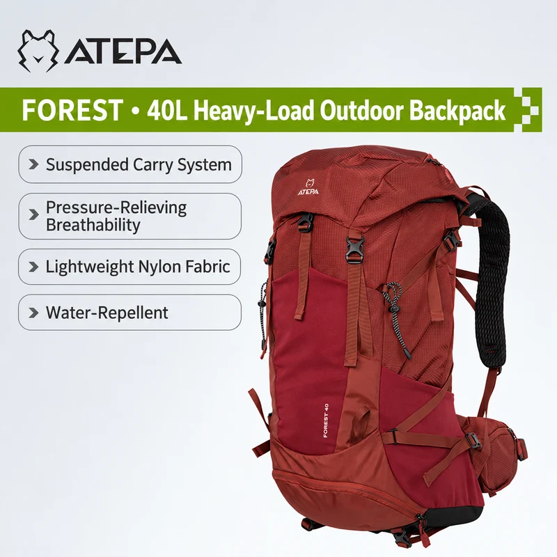 ATEPA FOREST Day & Multi-Day Hiking Backpack – 20L, 25L, 40L Sizes – Lightweight Hydration-Ready Pack with Rain Cover
