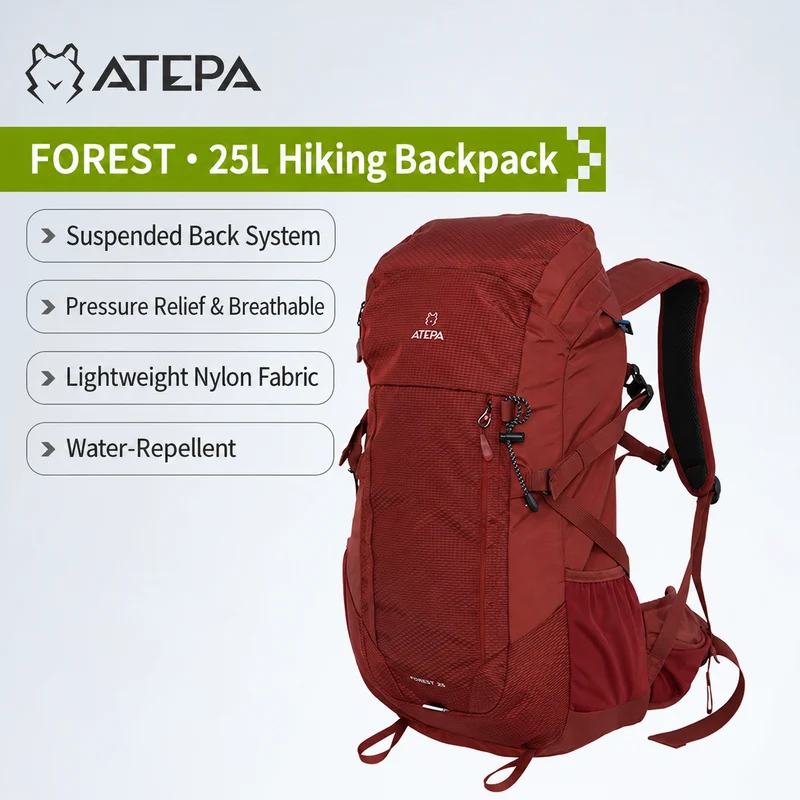 ATEPA FOREST Day & Multi-Day Hiking Backpack – 20L, 25L, 40L Sizes – Lightweight Hydration-Ready Pack with Rain Cover