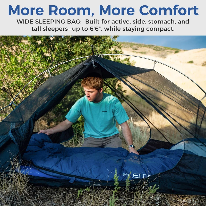 ATEPA ELEMENTS 600 3-in-1 Convertible Sleeping Bag | 600g 650FP Down, Extra-Wide Cold Weather Bag & Quilt, Zips to Double
