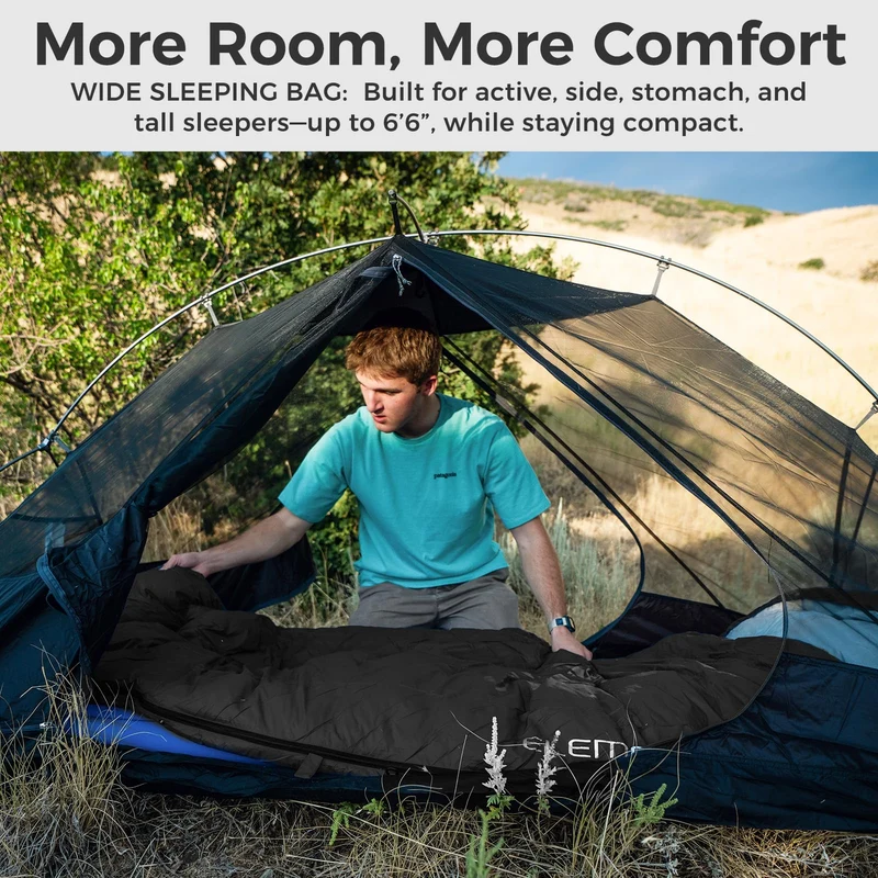 ATEPA ELEMENTS 600 3-in-1 Convertible Sleeping Bag | 600g 650FP Down, Extra-Wide Cold Weather Bag & Quilt, Zips to Double