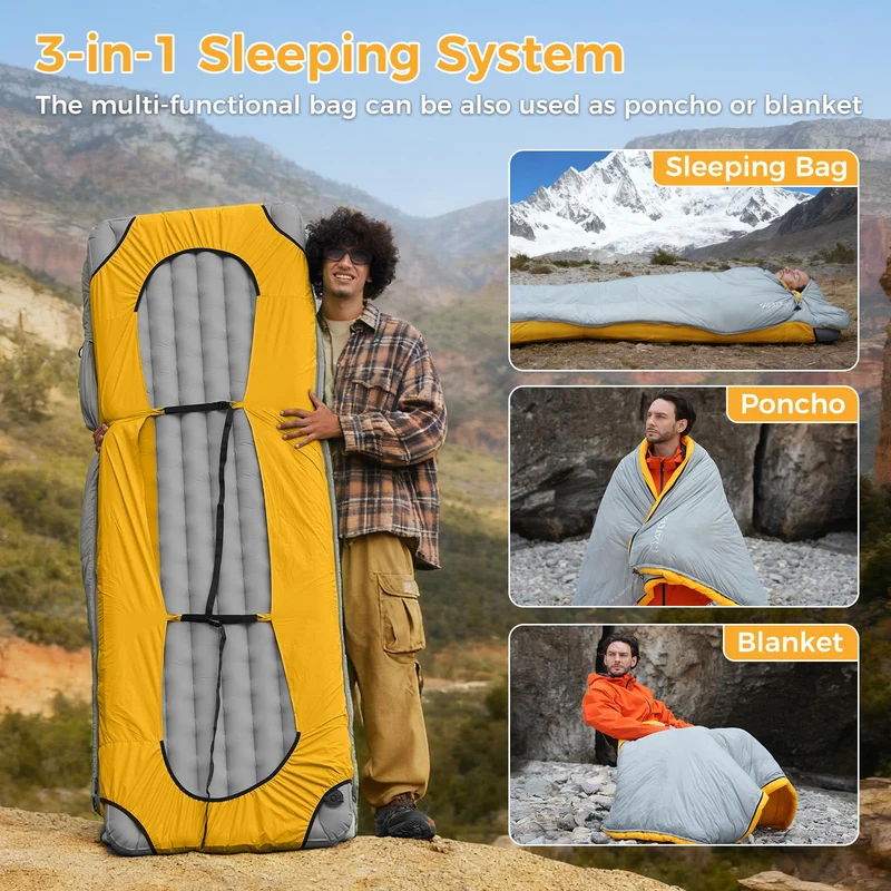 ATEPA BULWARK 300 3-in-1 Convertible Sleeping Bag | 300g 650FP Down Blend for Backpacking & Camping