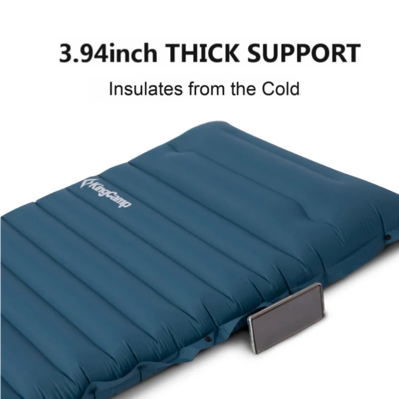 KingCamp DELUXE 10.1 Inflatable Sleeping Pad – Built‑In Foot Pump & Pillow, Ultra‑Light Camping Mat