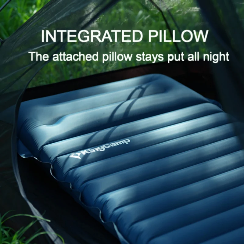 KingCamp DELUXE 10.1 Inflatable Sleeping Pad – Built‑In Foot Pump & Pillow, Ultra‑Light Camping Mat