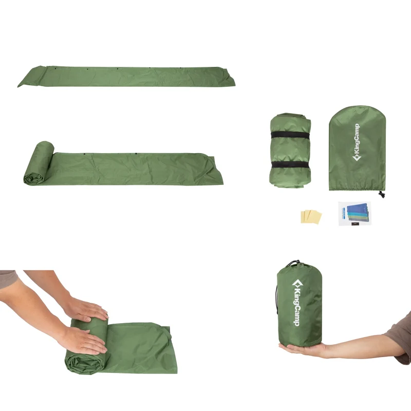 KingCamp DELUXE 12 Inflatable Sleeping Pad – Built‑In Foot Pump & Pillow, Lightweight Camping Mat