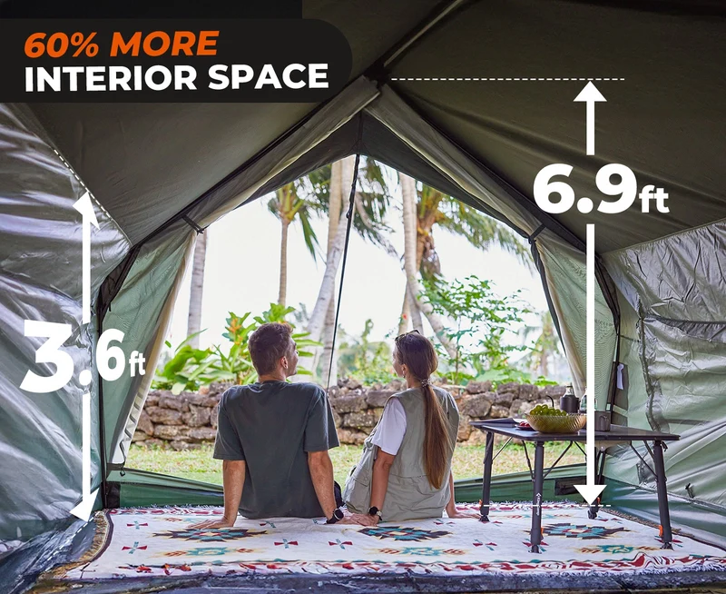 KingCamp MOUNTAIN IN C5 Canvas Hot Tent | 5-6 Person Cabin Tent with Stove Jack, Waterproof & Windproof for 4-Season Camping