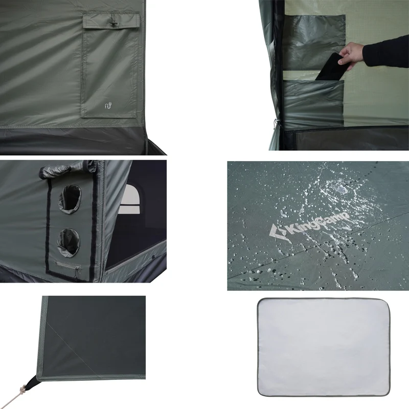 KingCamp MOUNTAIN IN C5 Canvas Hot Tent | 5-6 Person Cabin Tent with Stove Jack, Waterproof & Windproof for 4-Season Camping