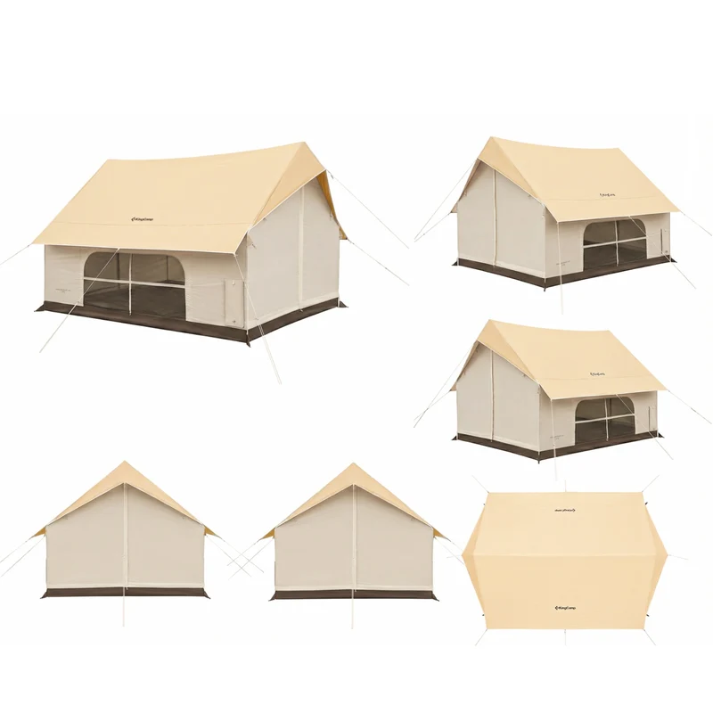 KingCamp MOUNTAIN IN C5 Canvas Hot Tent | 5-6 Person Cabin Tent with Stove Jack, Waterproof & Windproof for 4-Season Camping
