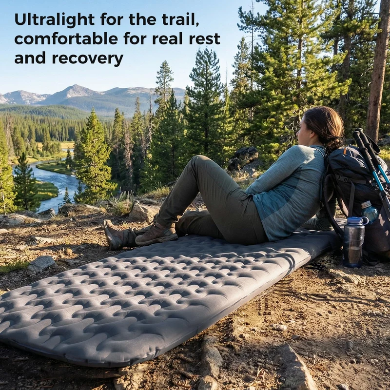 ATEPA HybridLoft 3 Ultralight Self-Inflating Sleeping Pad | 2 lb Compact Camping Mat with 4-Side Compression, R-Value 2.3, 3-Season Backpacking Pad
