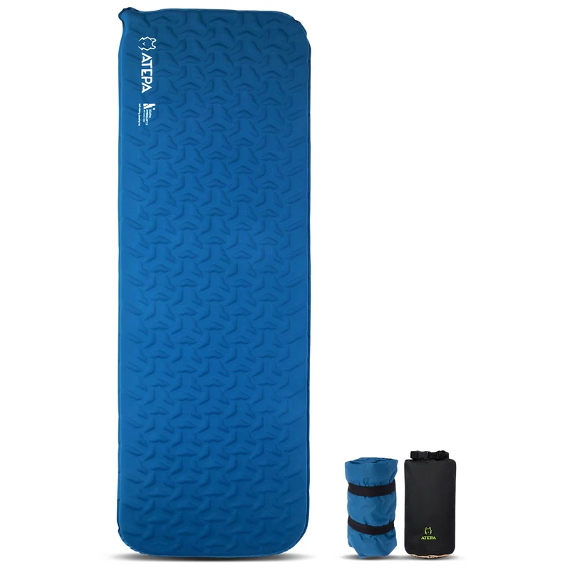 ATEPA HybridLoft 3 Ultralight Self-Inflating Sleeping Pad | 2 lb Compact Camping Mat with 4-Side Compression, R-Value 2.3, 3-Season Backpacking Pad