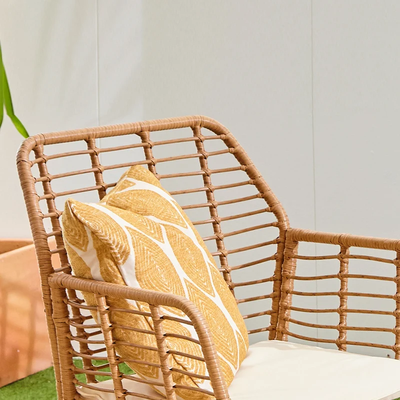 Neo Beige 4 Piece Wicker Bamboo Style Garden Sofa, Table & Chairs Set