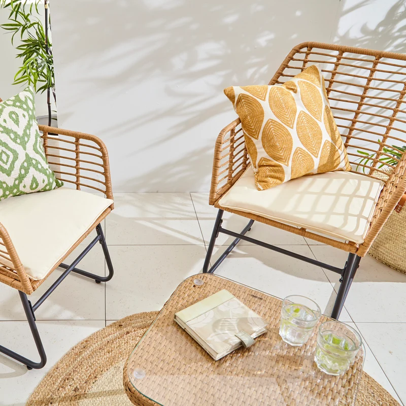 Neo 3 Piece Bamboo Style Garden Table & Chairs Bistro Set