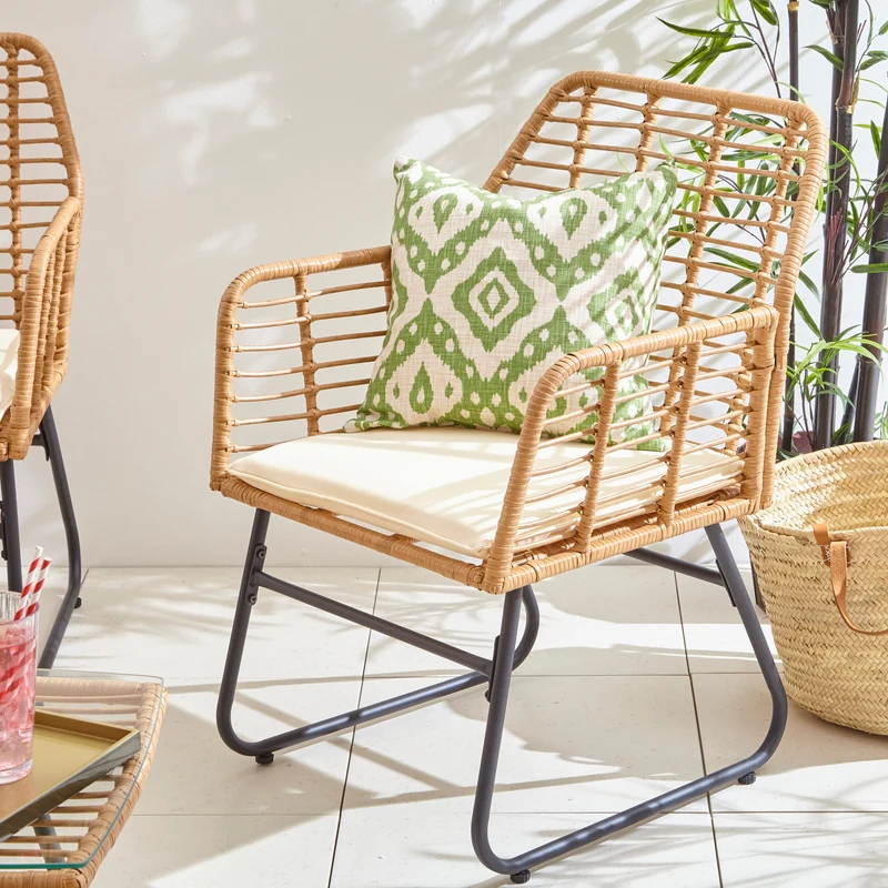 Neo 3 Piece Bamboo Style Garden Table & Chairs Bistro Set