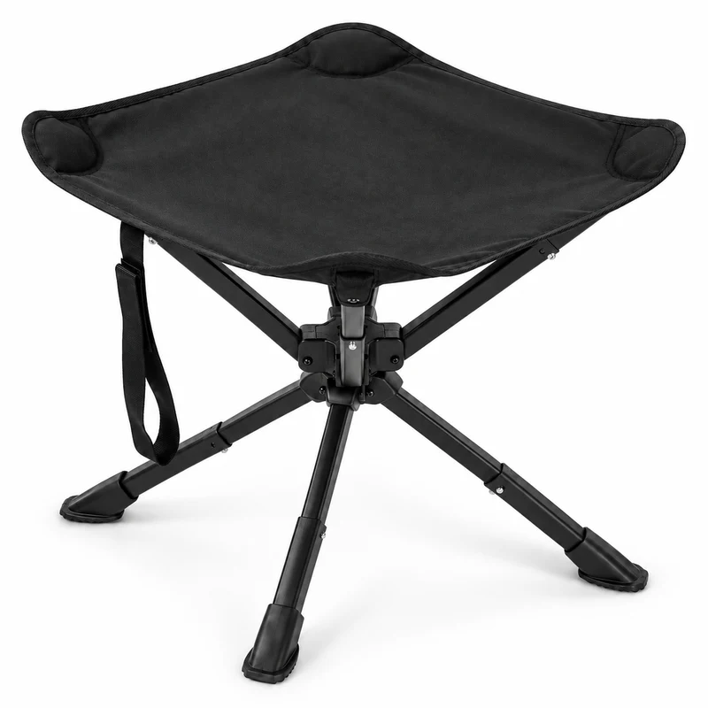 KingCamp Lightweight Swivel Camping Stool, 360° Rotating Folding Seat, 3 Adjustable Heights, 330 lbs Capacity & Carry Bag