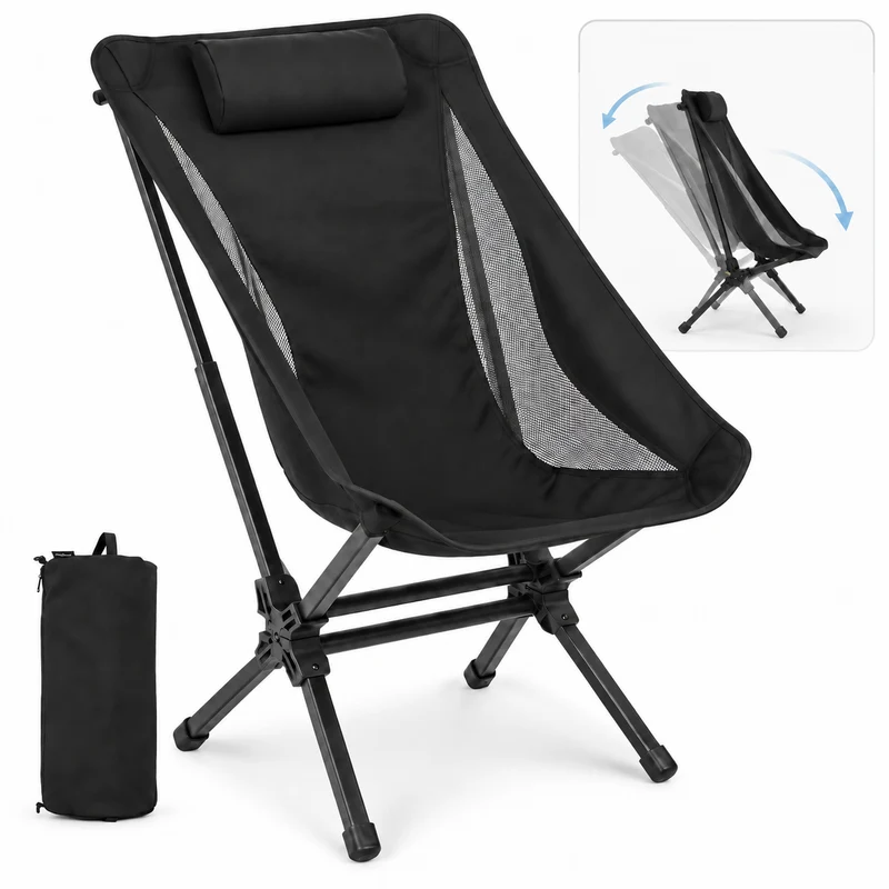 KingCamp Lightweight High Back Camping Chair with Gentle Sway, Quick-Fold Aluminum Chair, 330 lbs Capacity, 39.8" Tall Backrest with Carry Bag