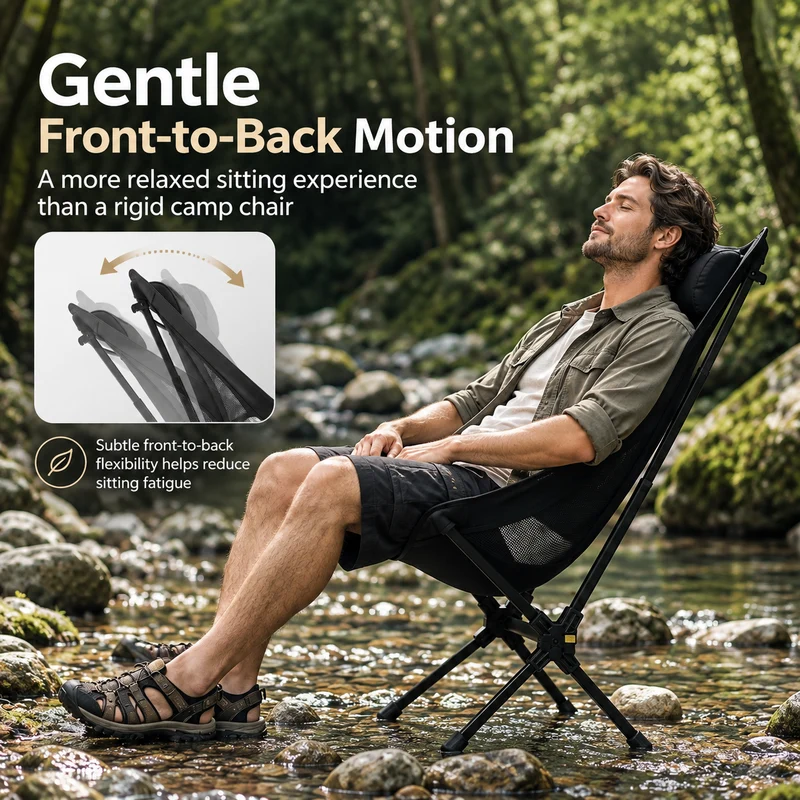 KingCamp Lightweight High Back Camping Chair with Gentle Sway, Quick-Fold Aluminum Chair, 330 lbs Capacity, 39.8" Tall Backrest with Carry Bag