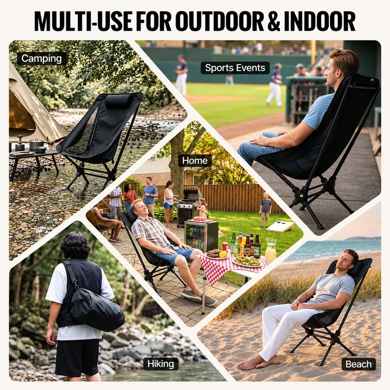 KingCamp Lightweight High Back Camping Chair with Gentle Sway, Quick-Fold Aluminum Chair, 330 lbs Capacity, 39.8" Tall Backrest with Carry Bag