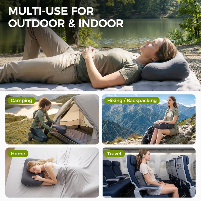 ATEPA Flex 10 Inflatable Camping Pillow, Hybrid Foam-Air Backpacking Pillow with Adjustable Height, Ergonomic Neck Support & Washable Cover