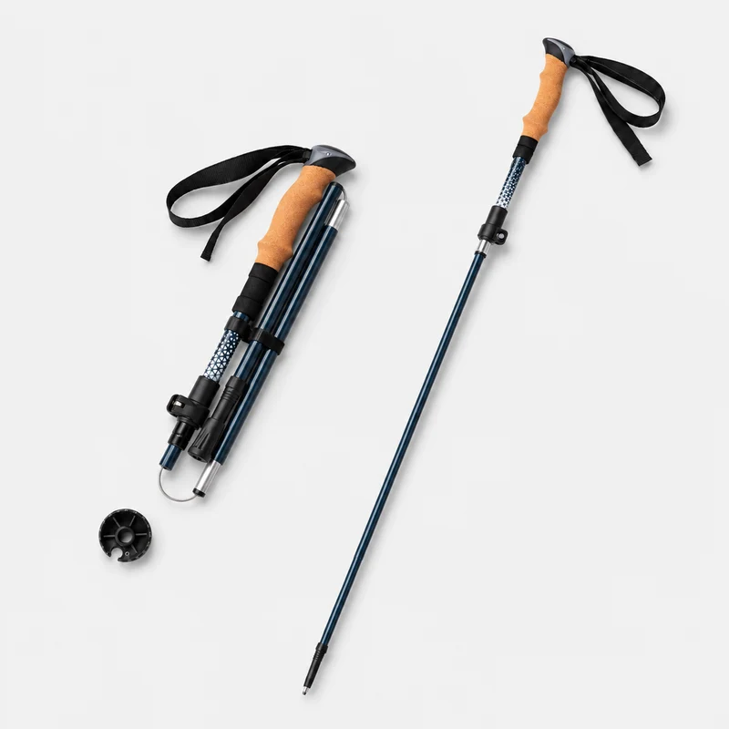 ATEPA FLYTREK Z1 Carbon Fiber Trekking Pole, 5-Section Folding Hiking Pole, 45.3-53.1" Adjustable, Cork EVA Grip, 8.1 oz, 15" Packed