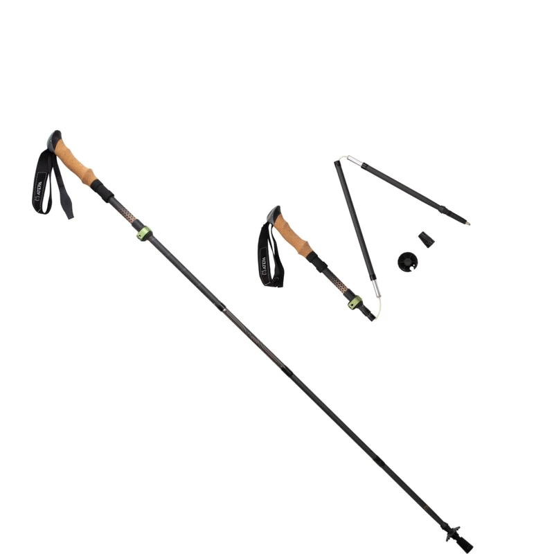 ATEPA FLYTREK Z1 Carbon Fiber Trekking Pole, 5-Section Folding Hiking Pole, 45.3-53.1" Adjustable, Cork EVA Grip, 8.1 oz, 15" Packed