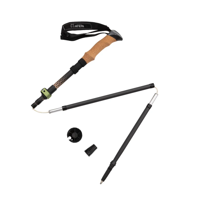 ATEPA FLYTREK Z1 Carbon Fiber Trekking Pole, 5-Section Folding Hiking Pole, 45.3-53.1" Adjustable, Cork EVA Grip, 8.1 oz, 15" Packed