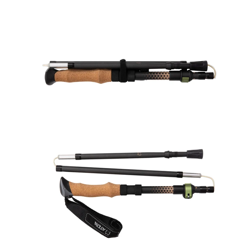 ATEPA FLYTREK Z1 Carbon Fiber Trekking Pole, 5-Section Folding Hiking Pole, 45.3-53.1" Adjustable, Cork EVA Grip, 8.1 oz, 15" Packed