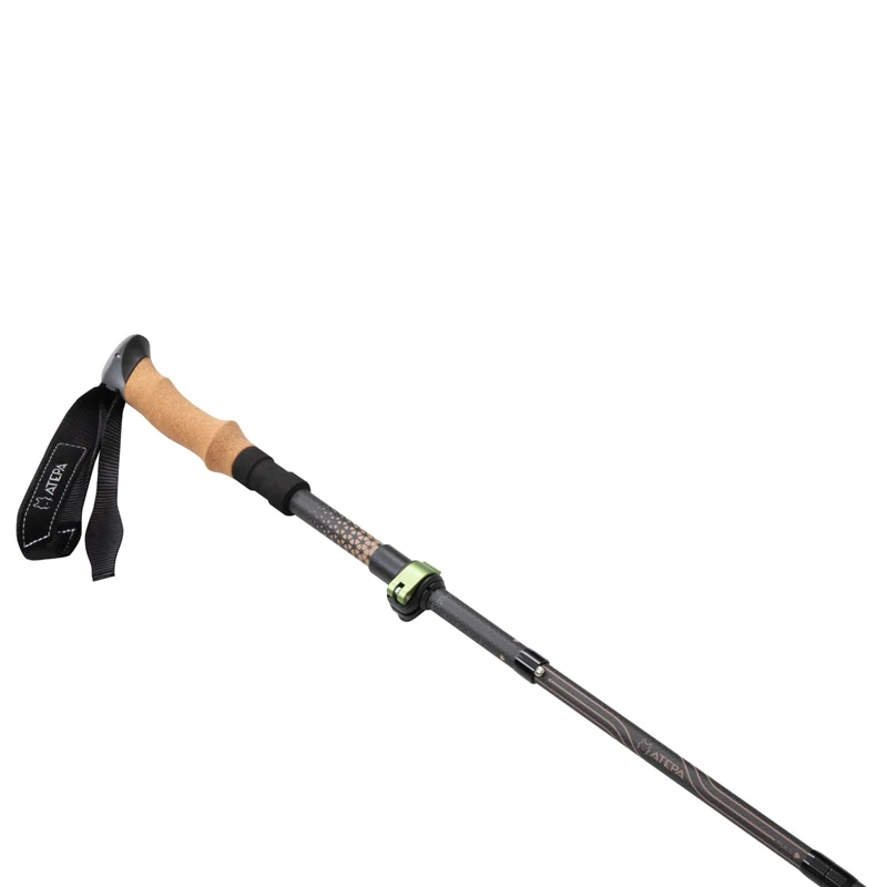 ATEPA FLYTREK Z1 Carbon Fiber Trekking Pole, 5-Section Folding Hiking Pole, 45.3-53.1" Adjustable, Cork EVA Grip, 8.1 oz, 15" Packed